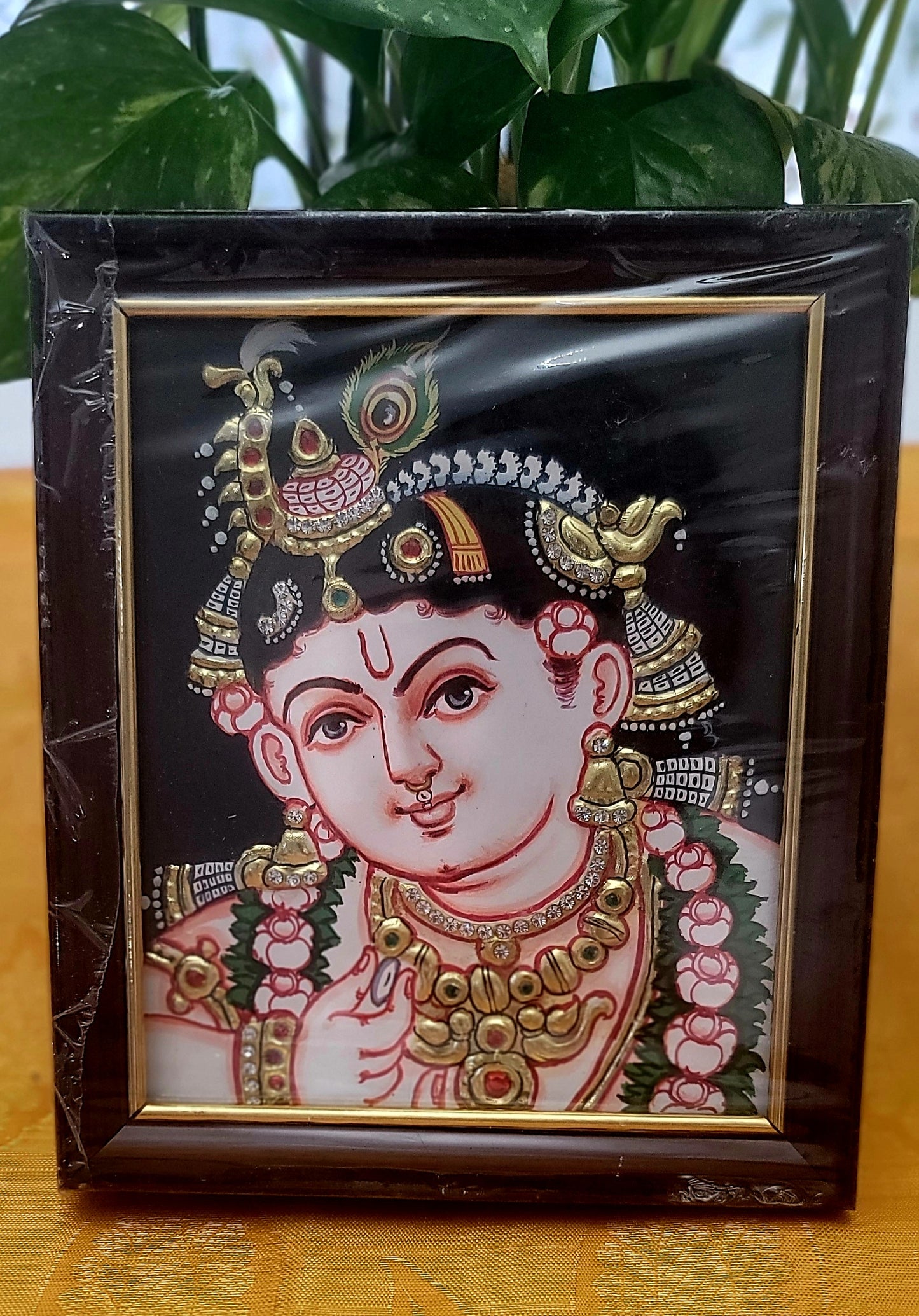 Krishna Tanjore Painting with Glass Frame
