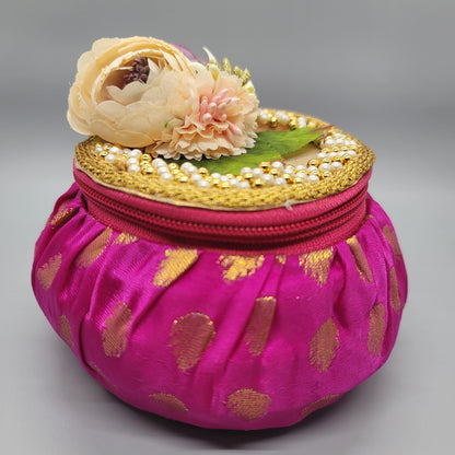 Designer Benaras Floral Matki Bangle Box
